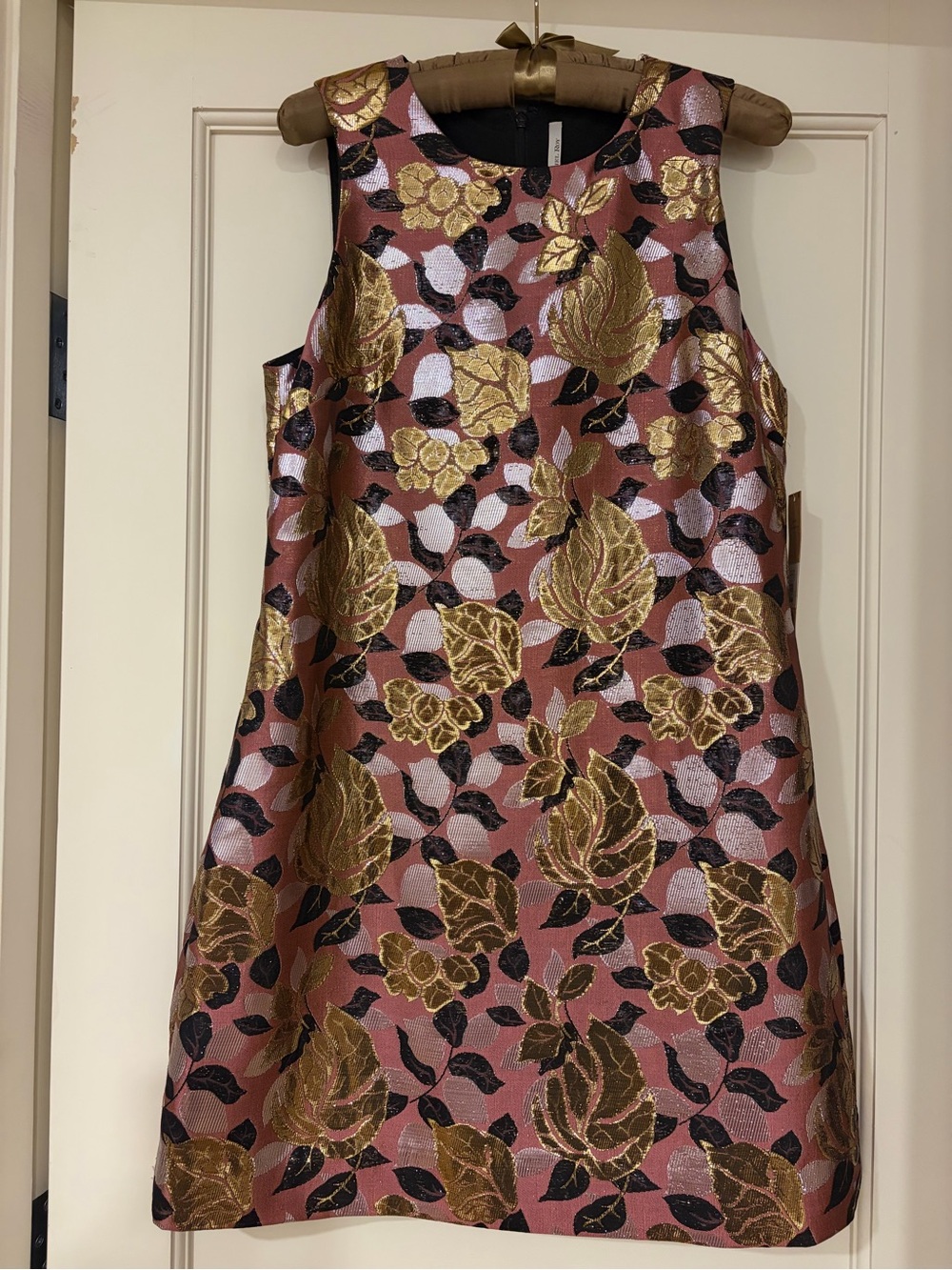 Rachel Roy Floral Brocade Shift Dress in Pink and Gold
